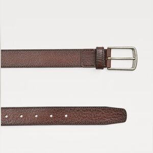 NWT. Zara Man Brown Topstitched Leather Belt. Size 34.